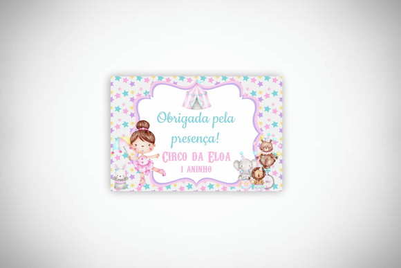 Tag Personalizada Circo Rosa Aquarela (30 Un)