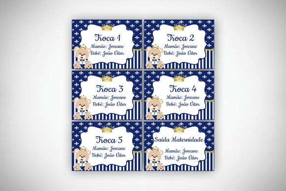 Kit Tag Troca Maternidade Ursinho Príncipe (6 Un) - Imagem 2