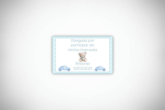 Tag Personalizada Ursinho e Carrinho