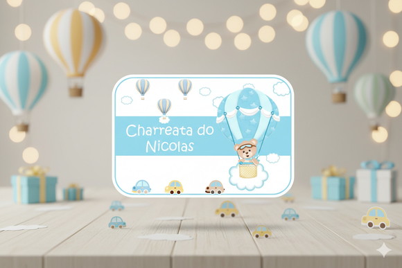 Adesivo Personalizado para Marmitinha Ursinho Baloeiro