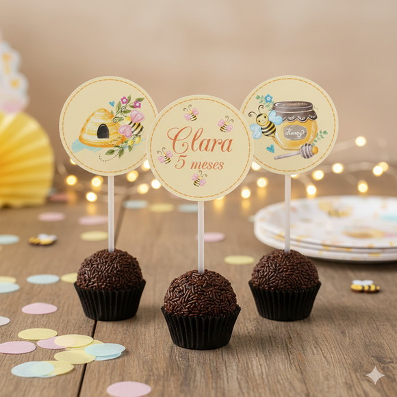 Topper para Docinho Personalizado Abelhinha