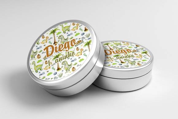 Adesivo Personalizado Latinha Aniversário Dinossauro