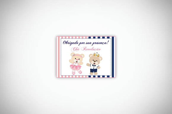 Tag Personalizada Chá Revelação Ursinhos Azul e Rosa
