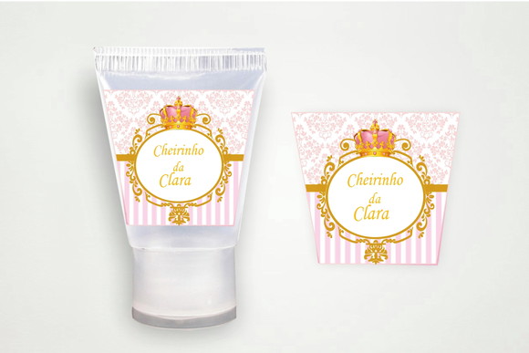 Rótulo Personalizado Bisnaga Álcool Gel Realeza Rosa