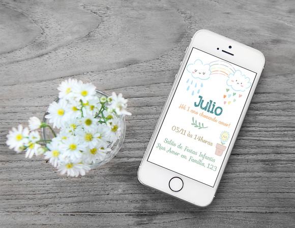 Convite Digital Personalizado Chuva de Amor Menino
