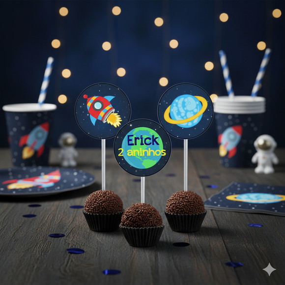 Topper para Docinho Personalizado Astronauta - 30 un