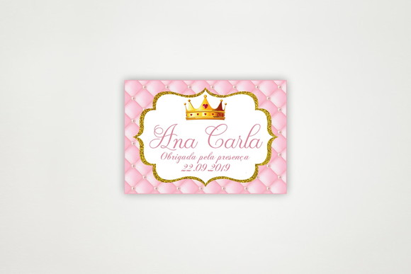 Tag Personalizada Realeza Rosa e Dourado
