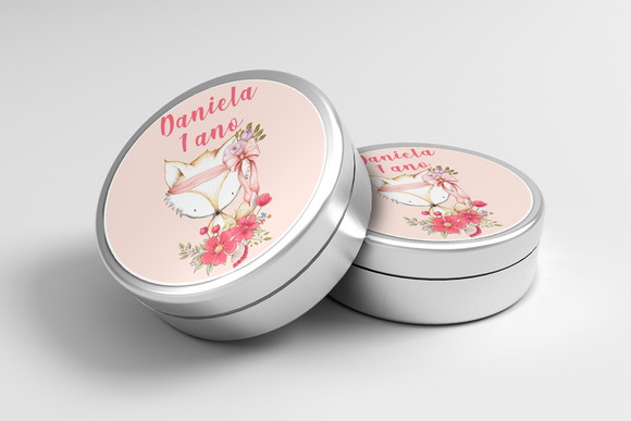 Adesivo Personalizado Latinha Raposa Menina