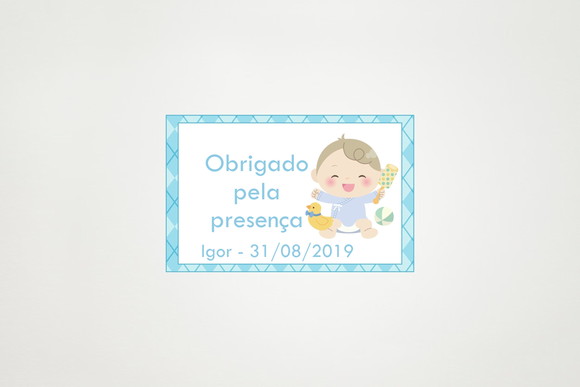 Tag Agradecimento Personalizada Chá de Bebê Azul