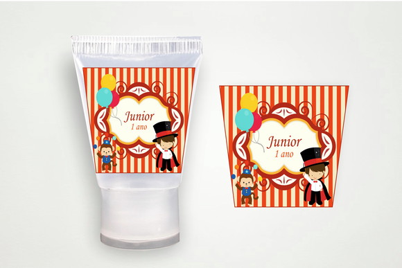 Etiqueta Personalizada Álcool Gel Circo Menino