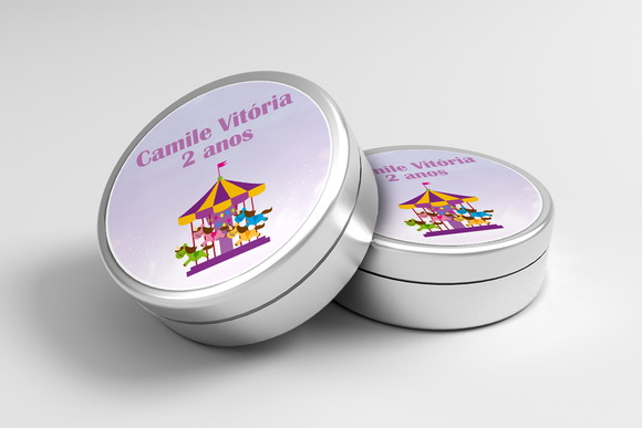 Adesivo Personalizado Latinha Carrossel Menina