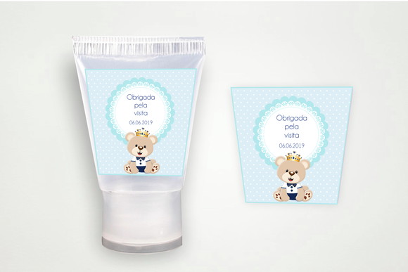 Rótulo Personalizado Bisnaga Álcool Gel Ursinho