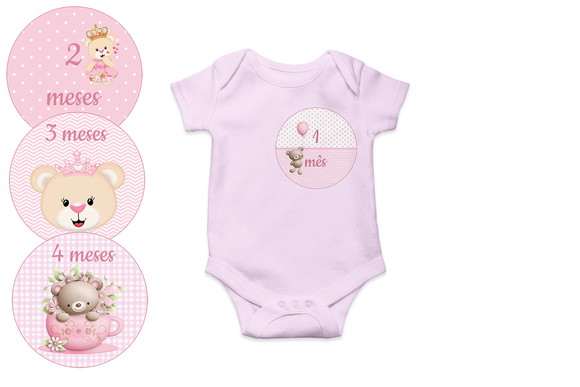 Kit Adesivo Mesversário Personalizado Ursinha
