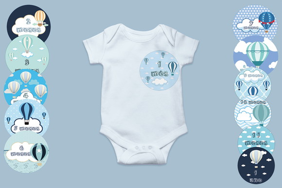 Kit Adesivo Mesversário Personalizado Balão Azul