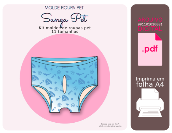 Molde Roupa Pet 11 Tamanhos - Sunga Pet