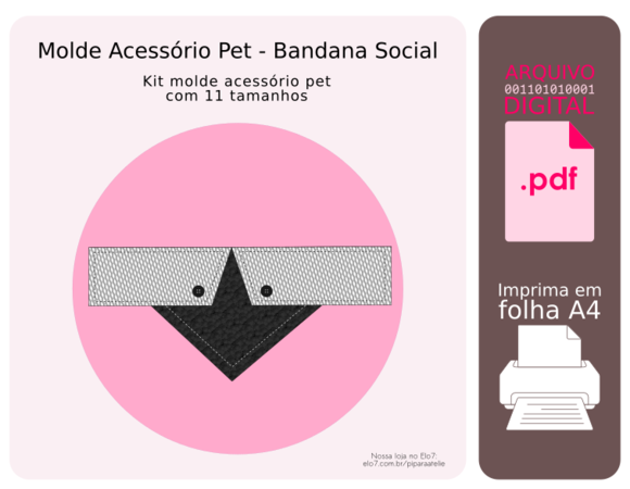 Molde Acessório 11 Tamanhos - Bandana Social