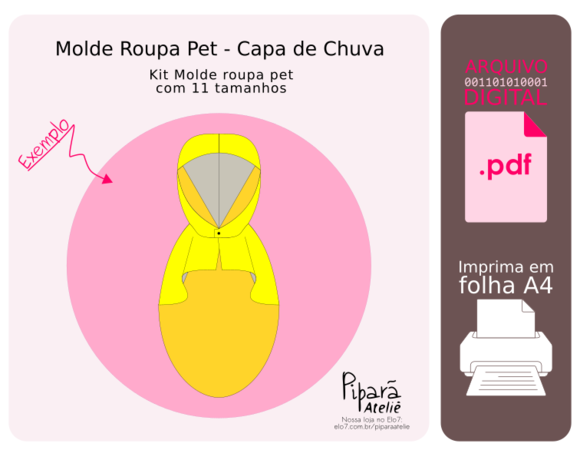 Molde Roupa Pet 11 Tamanhos - Capa de Chuva