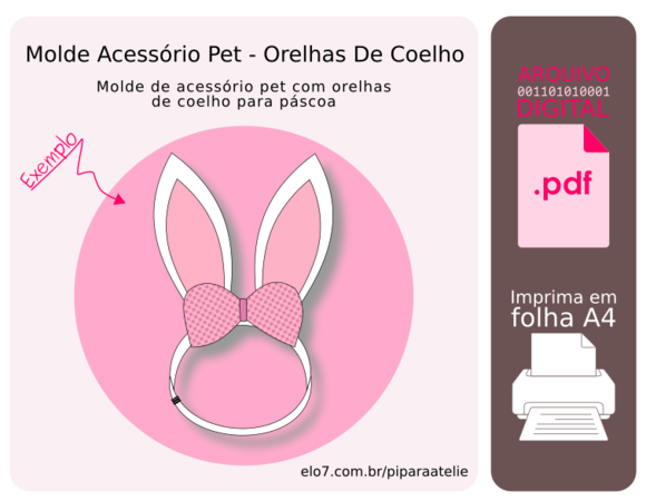 Molde Digital Acessório - Tiara Orelhas de Coelho