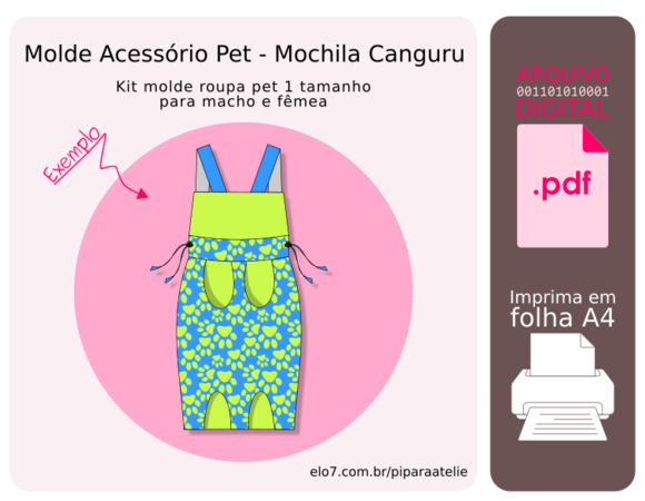 Molde Digital Acessório 1 Tamanho - Mochila Canguru