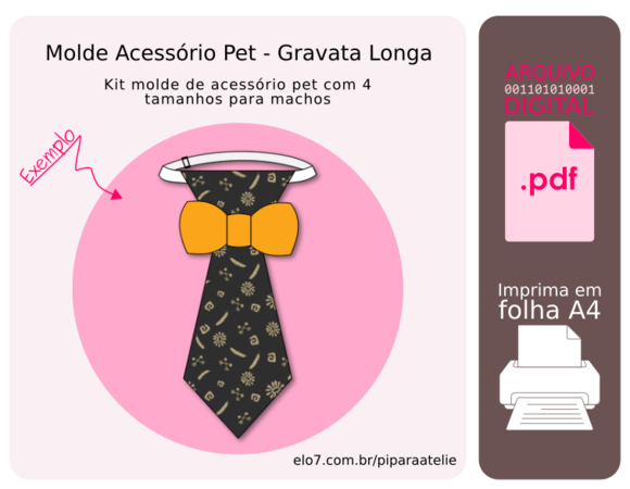 Molde Digital Acessório 4 Tamanhos - Gravata Longa