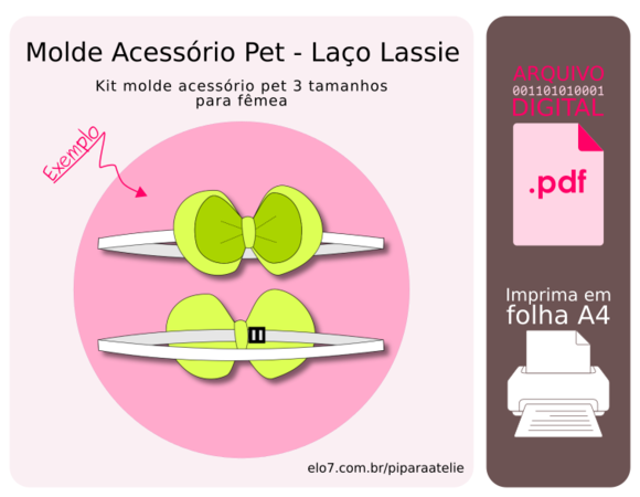 Molde Acessório Pet 3 Tamanhos - Laço Lassie