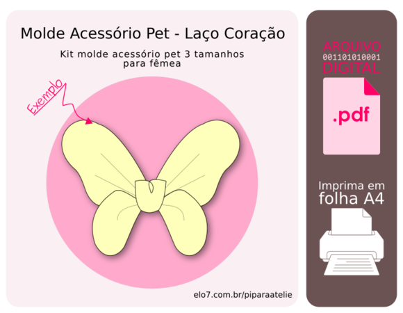 Molde Acessório Pet 3 Tamanhos - Laço Borboleta