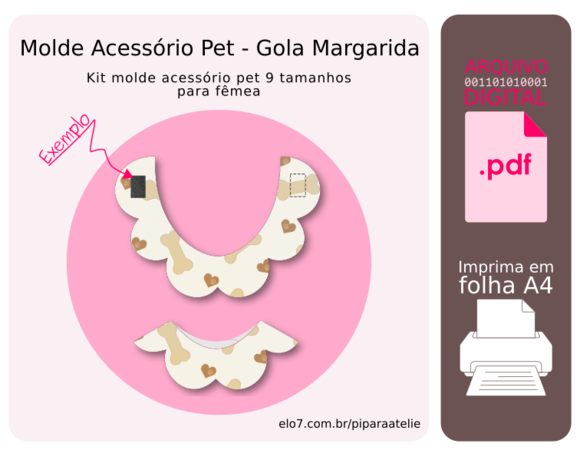 Molde Acessório Pet 9 Tamanhos - Gola Margarida