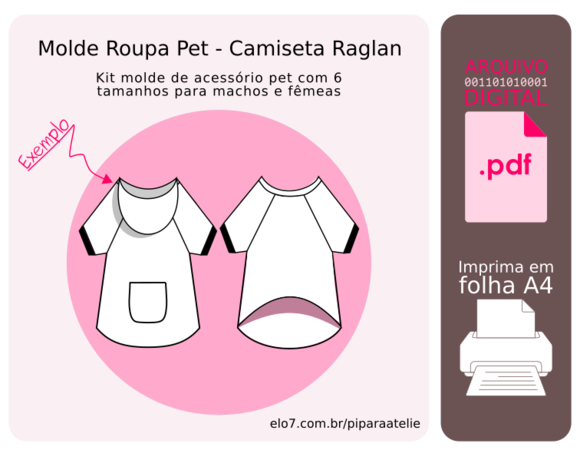 Molde Roupa Pet 6 Tamanhos - Camiseta Pet