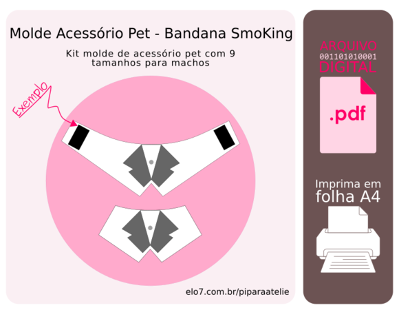 Molde Acessório 9 Tamanhos - Bandana Smoking