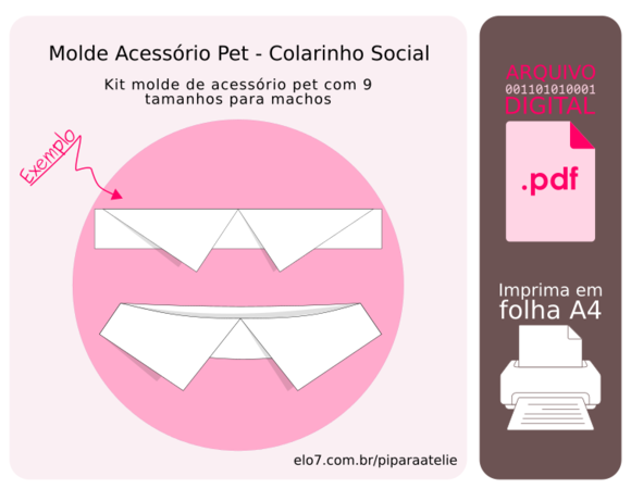 Molde Acessório Pet 9 Tamanhos - Colarinho Social
