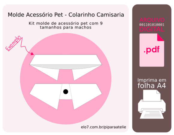 Molde Acessório Pet 9 Tamanhos - Colarinho Camisaria