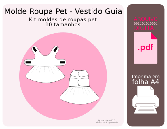 Molde Peitoral Pet 10 Tamanhos - Vestido com Guia