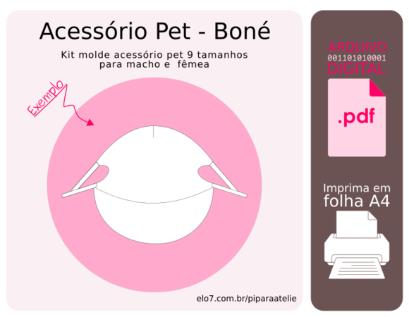 Molde Boné Pet 9tamanhos -pdf