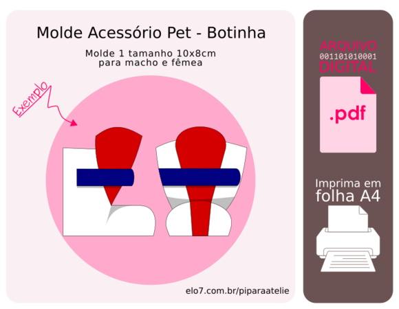 Molde Sapato Pet 1 Tamanho - Botinha Pet (pdf)