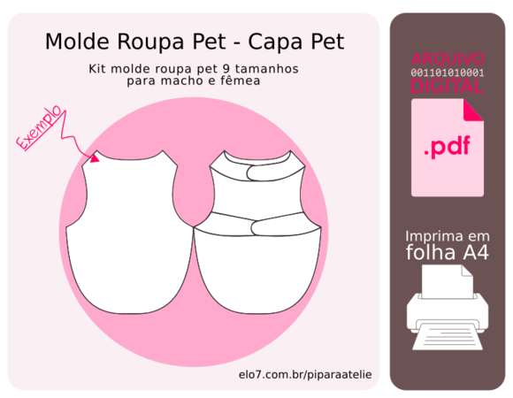 Molde Roupa Pet 9 Tamanhos - Estilo Capa (pdf)