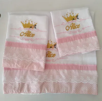 kit de fralda personalizado tema coroa  boca, ombro e passeio