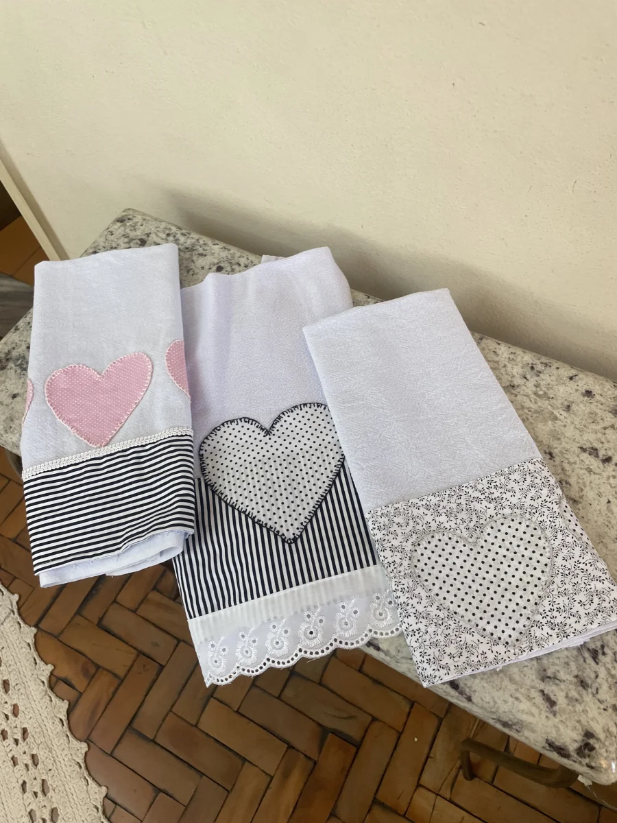 Kit pano de prato coração