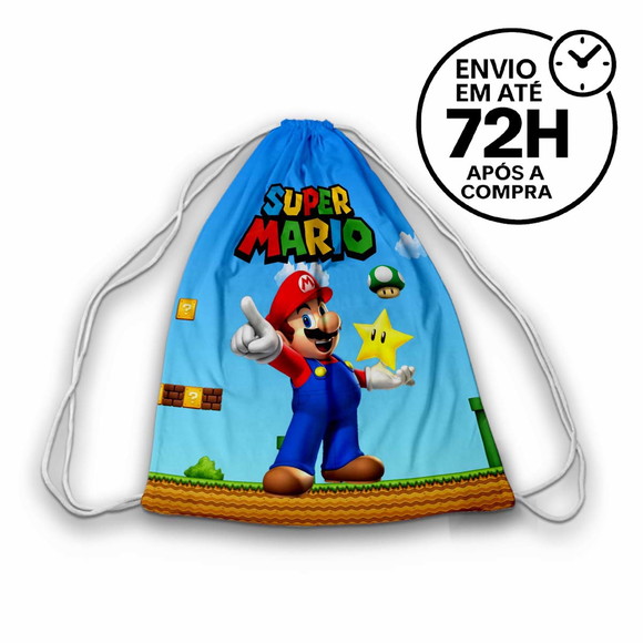 Mochilinha Saco Tema Mario Bros