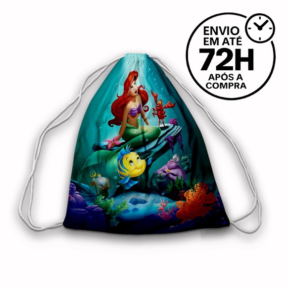 Mochilinha Saco Tema Pequena Sereia