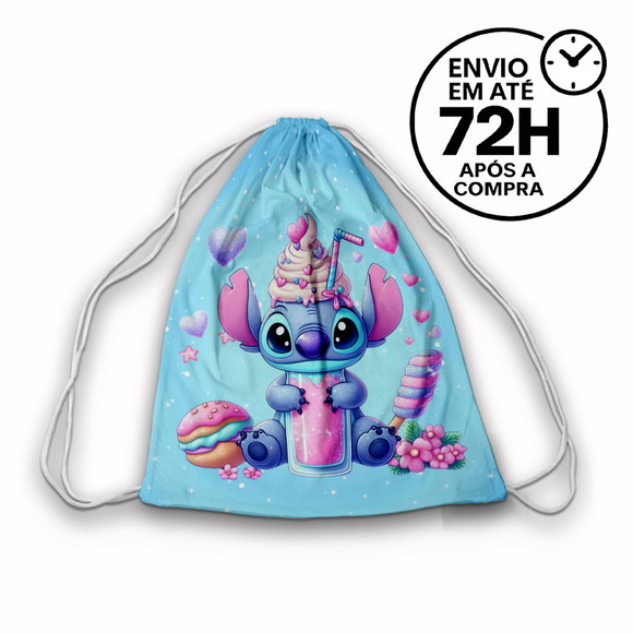 Mochilinha Saco Tema Stitch