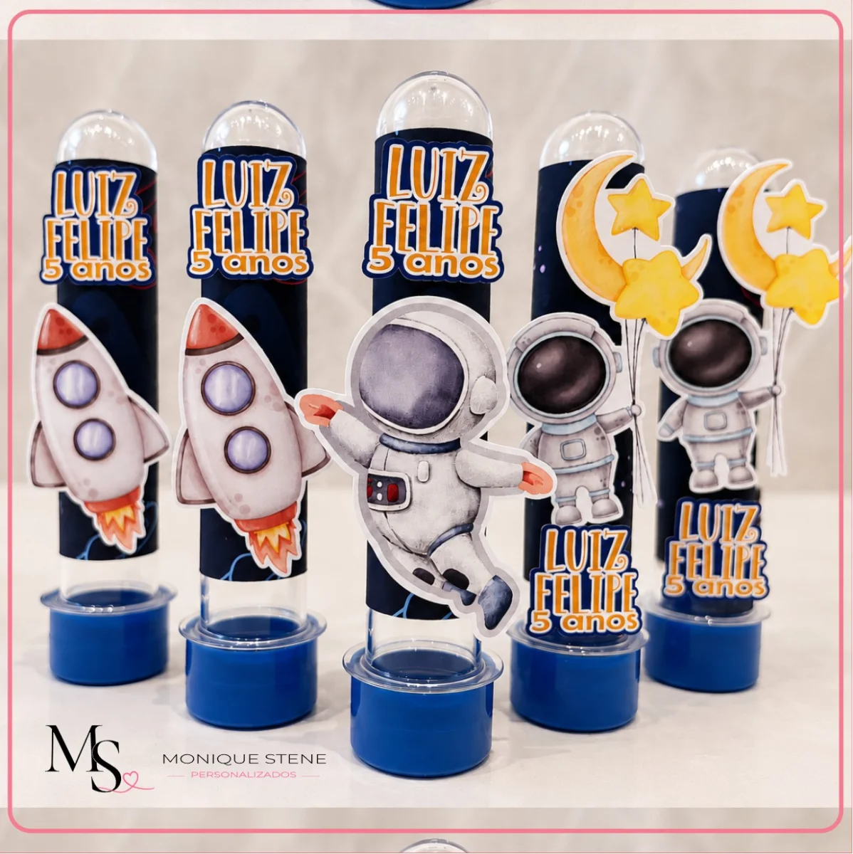 Kit 20 Tubete personalizado Astronauta aquarelado