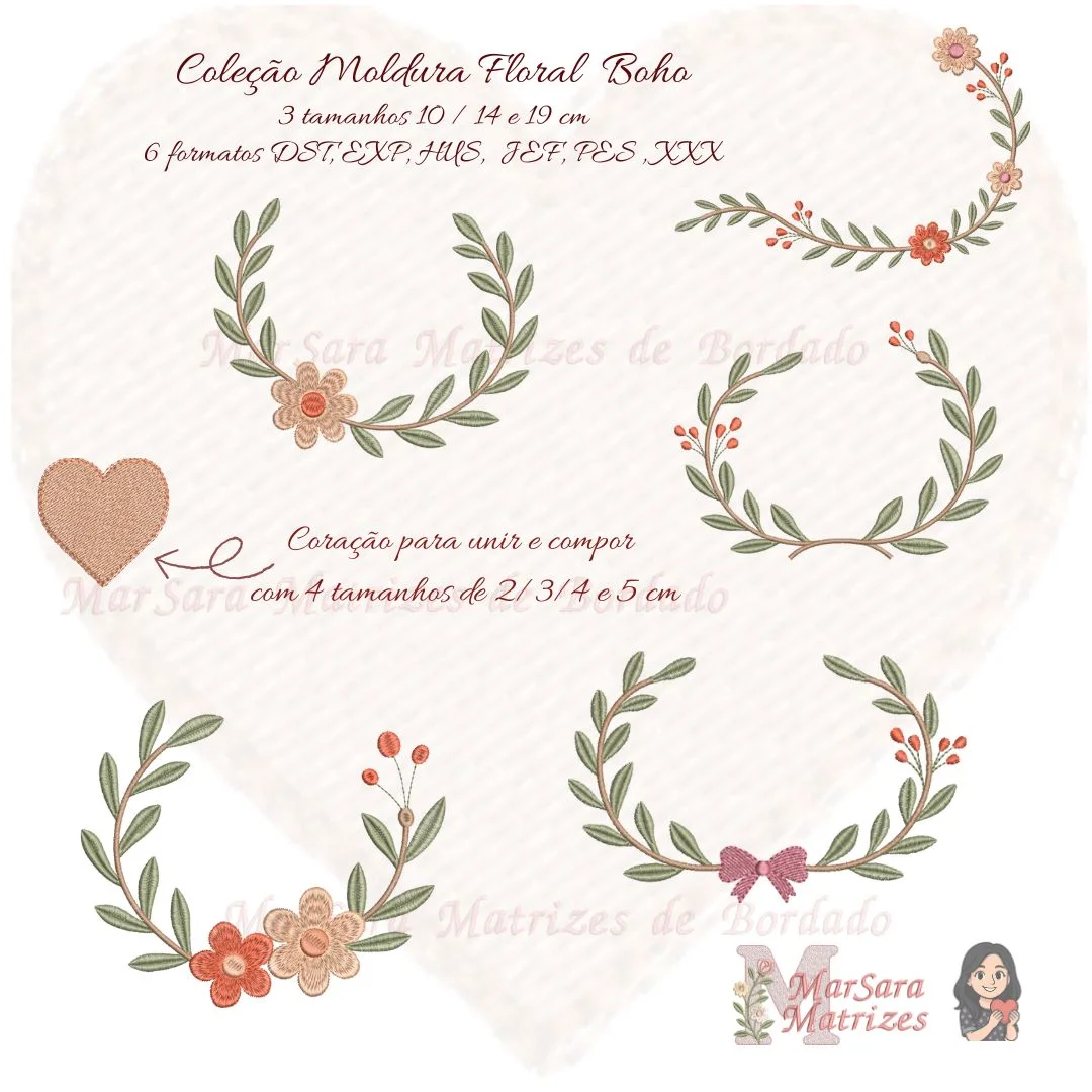 Matriz de Bordado - Coleção Moldura Floral Boho