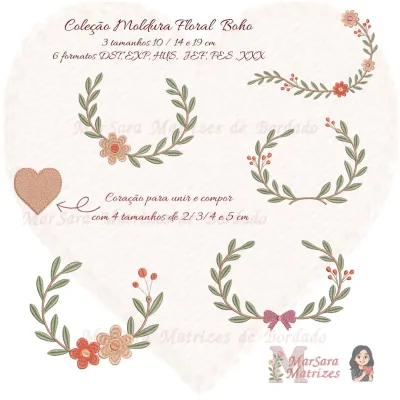 Matriz de Bordado - Coleção Moldura Floral Boho