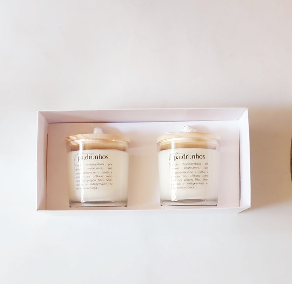 Caixa Convite Padrinho Batizado 2 Velas