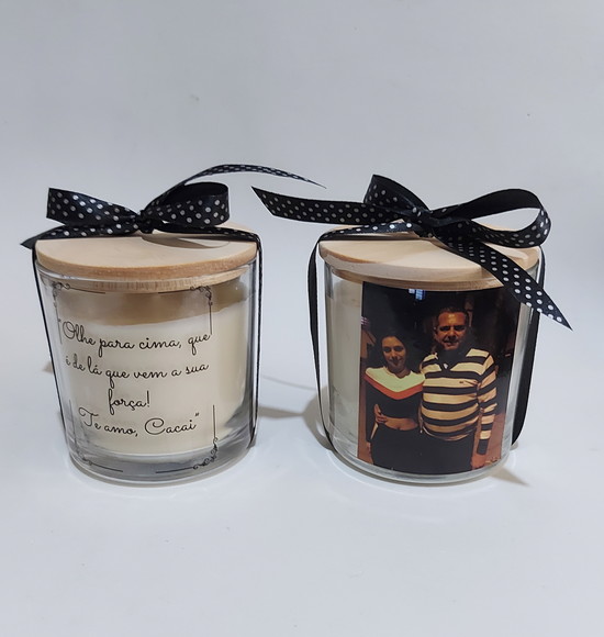 Vela Aromática Personalizada com Foto Dia dos Pais