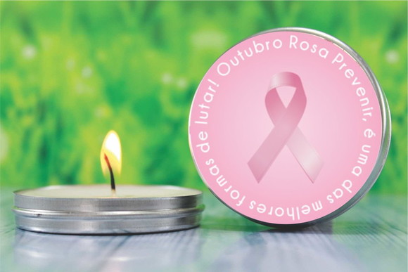 Vela na Lata Personalizada Outubro Rosa