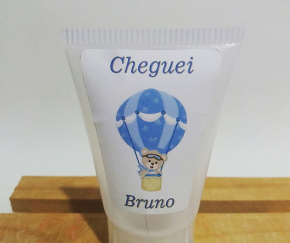 Lembrancinha Mini Álcool Gel Maternidade Ursinho Baloeiro