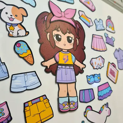 Boneca Ímã Troca Roupinha - Verão - Kit 30 Peças
