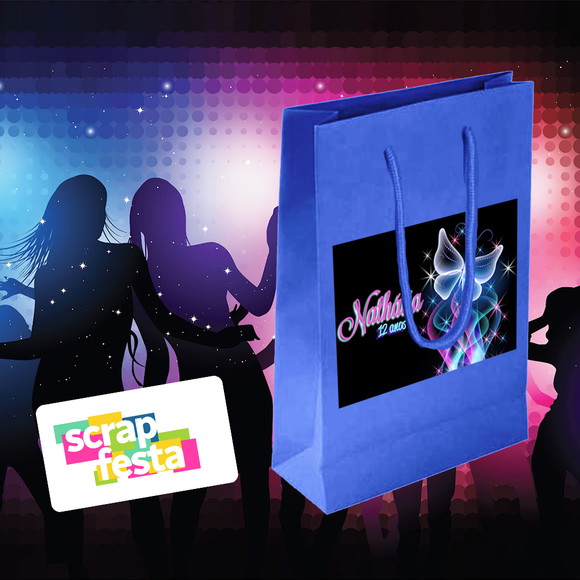Sacolinha Papel Personalizada Festa Aniversário Balada Neon
