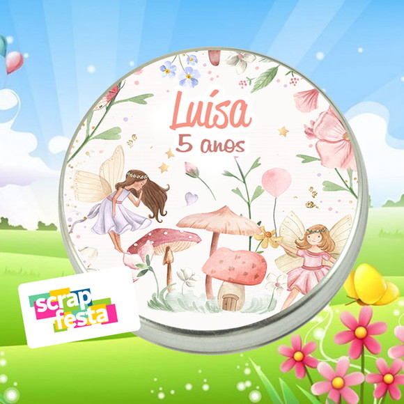 Latinha Personalizada Jardim das Fadas Aquarela